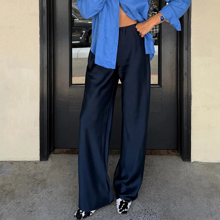 Satin Wide Leg Trousers