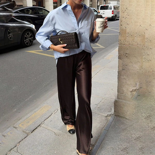 Satin Wide Leg Trousers
