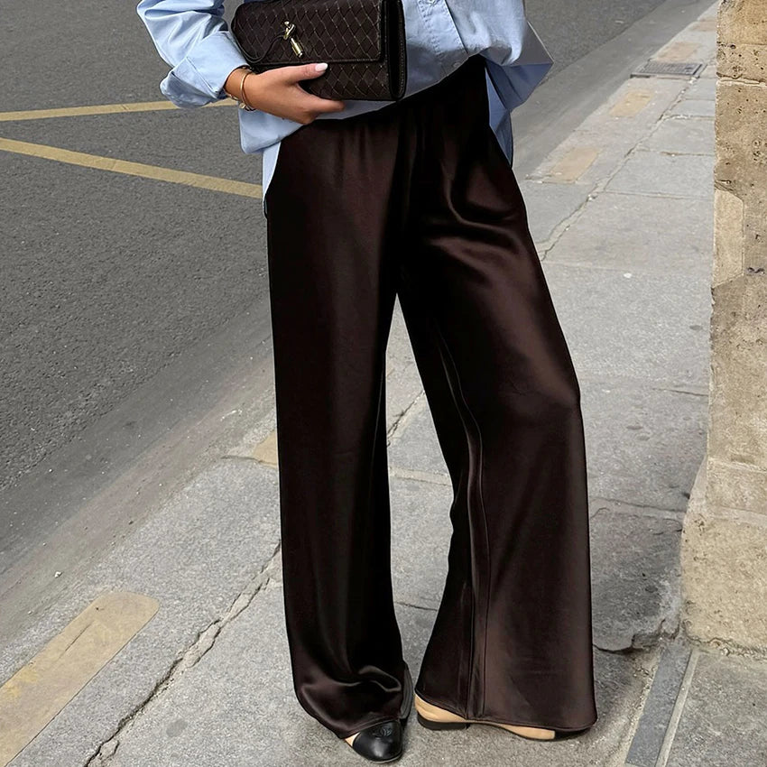Satin Wide Leg Trousers