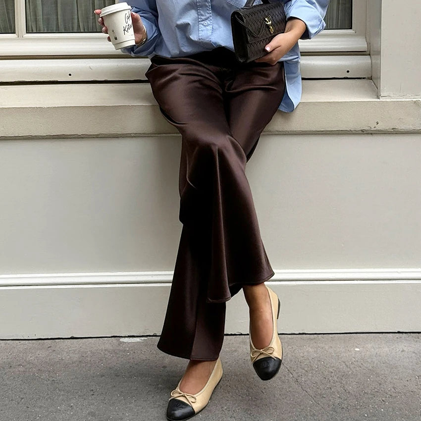 Satin Wide Leg Trousers