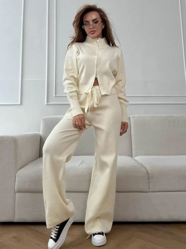 Soft Knit Zip Cardigan Set