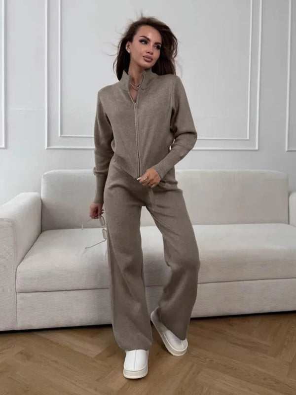 Soft Knit Zip Cardigan Set