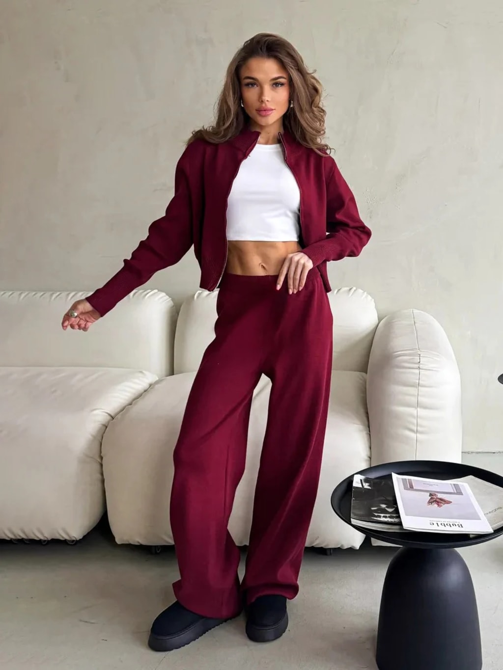 Soft Knit Zip Cardigan Set