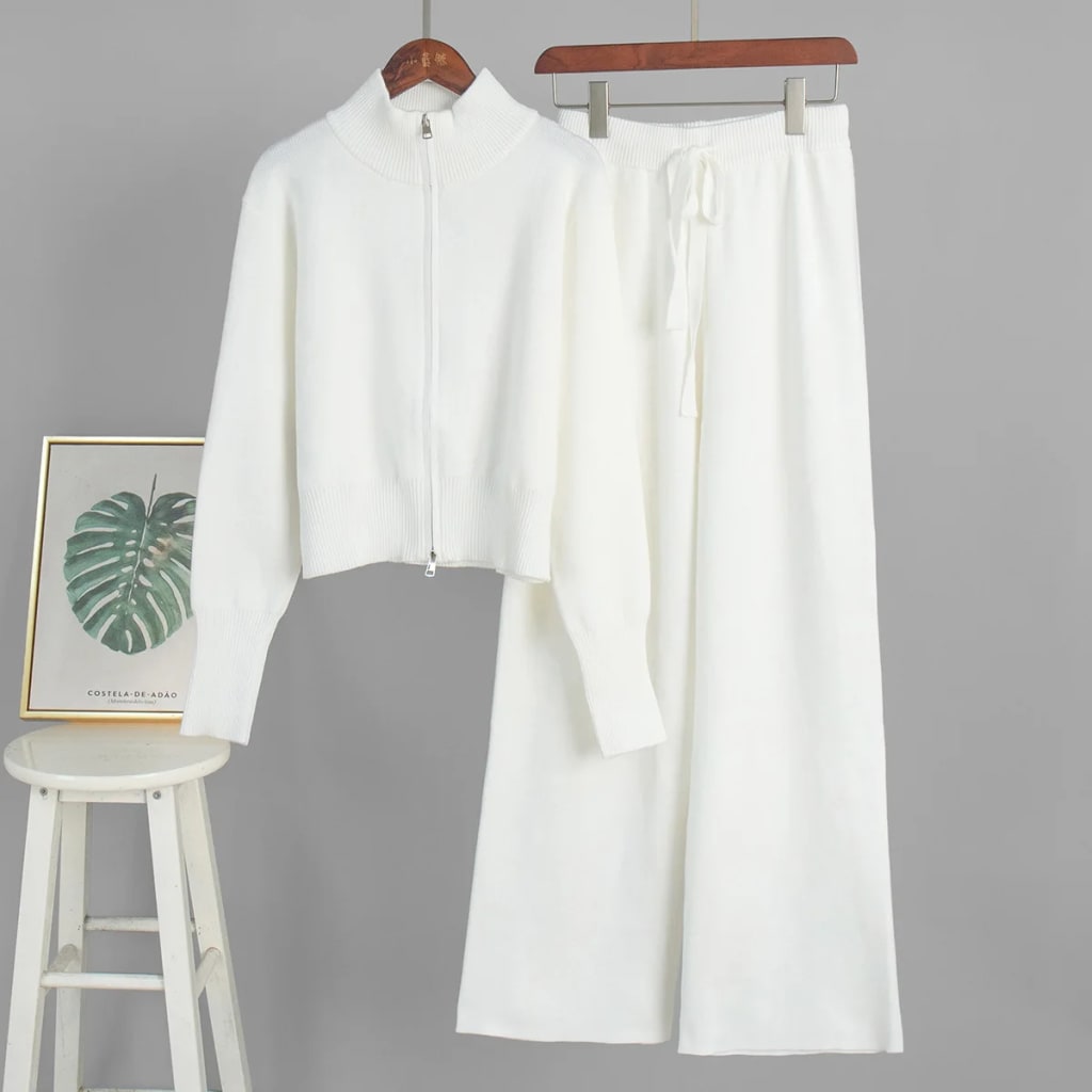 Soft Knit Zip Cardigan Set