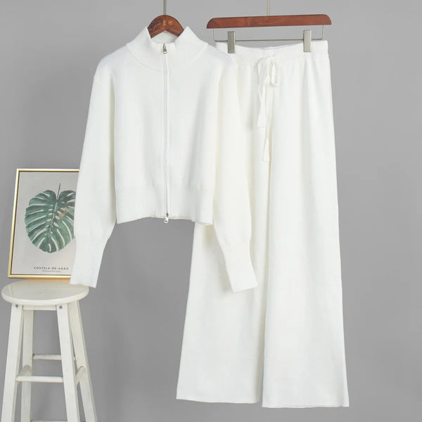 Soft Knit Zip Cardigan Set