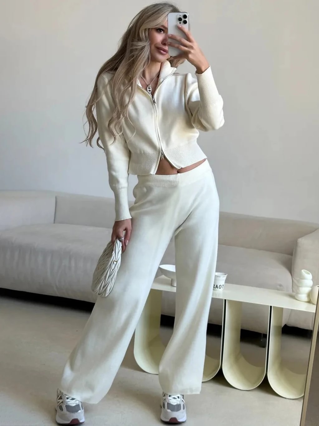 Soft Knit Zip Cardigan Set